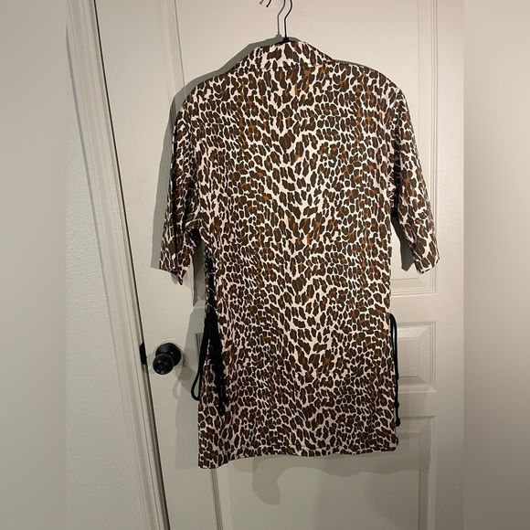 Tory Burch Reva Leopard Print Cotton Poplin Shirtdress Size 2 - Picture 5 of 9